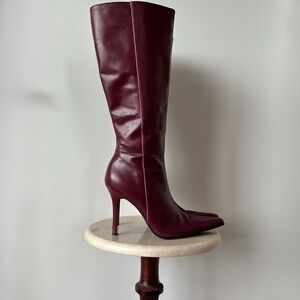 Vintage ALDO Burgundy Leather Knee High Stiletto Boots | Made in Brazil